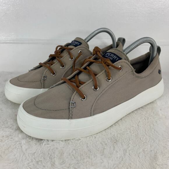 Sperry Women's Crest Vibe Gray Canvas Lace-Up Low Top Sneakers Size 9.5 - Picture 1 of 8